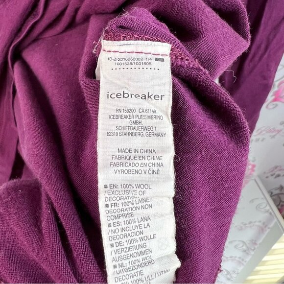 Icebreaker merino shirt top luxe embroidered logo Purple Long Sleeve Top - Picture 8 of 9